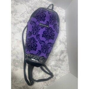 Rock Rebel Damask Coffin Backpack Purple Gothic Print Bag Purse